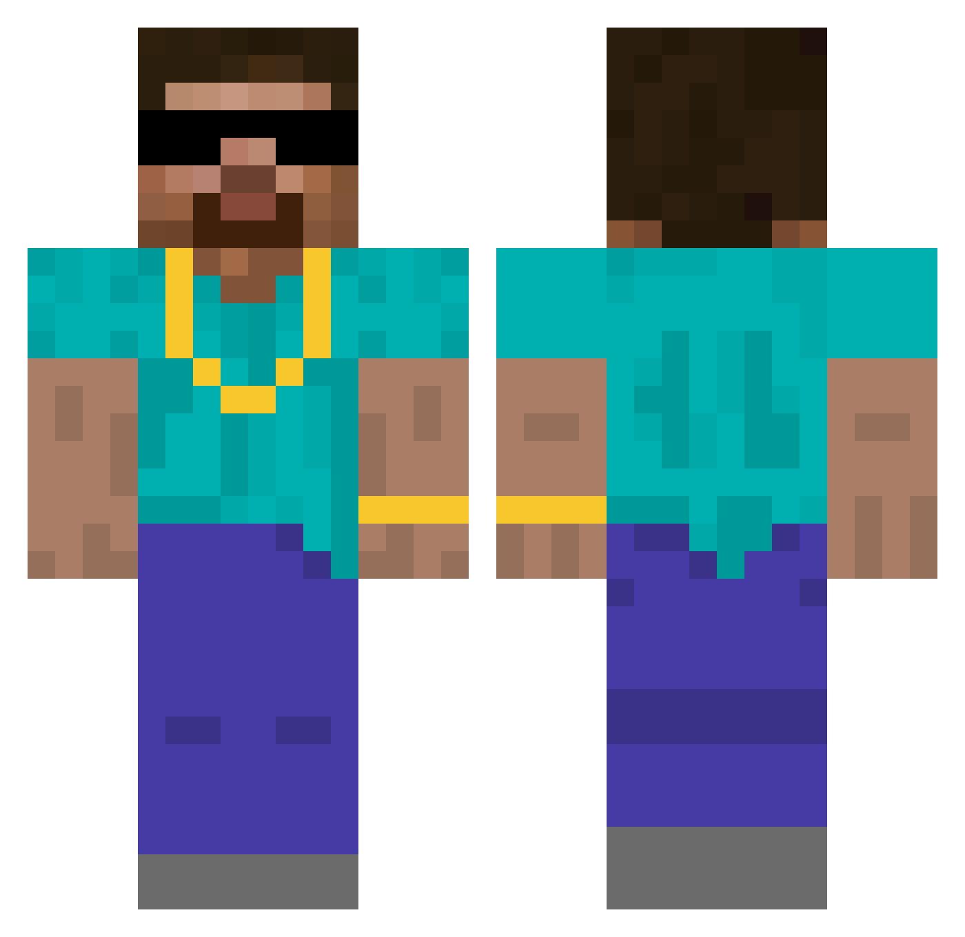StormXXO Minecraft skin, front and back view