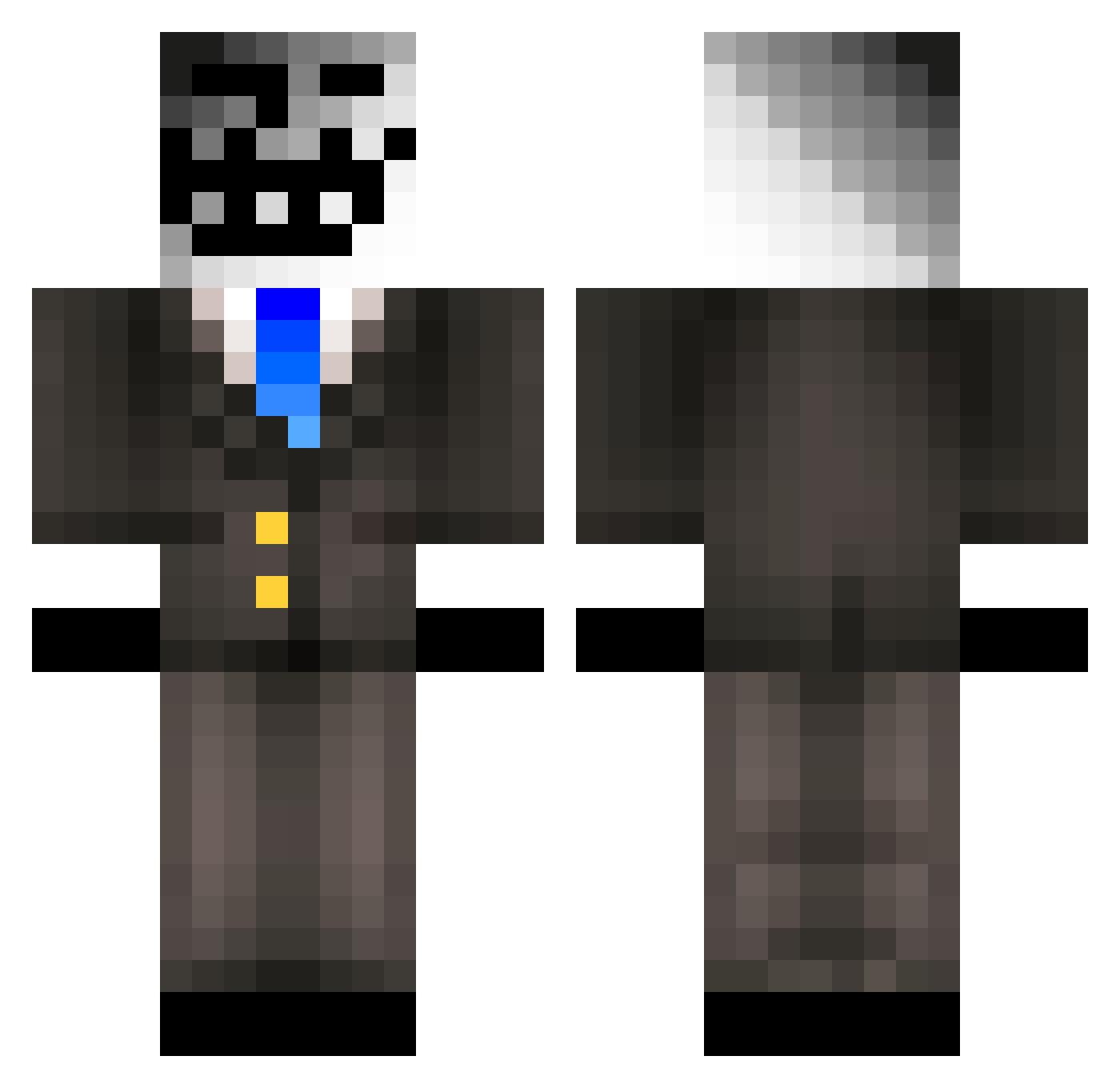 bluetickrune45 Minecraft skin, front and back view