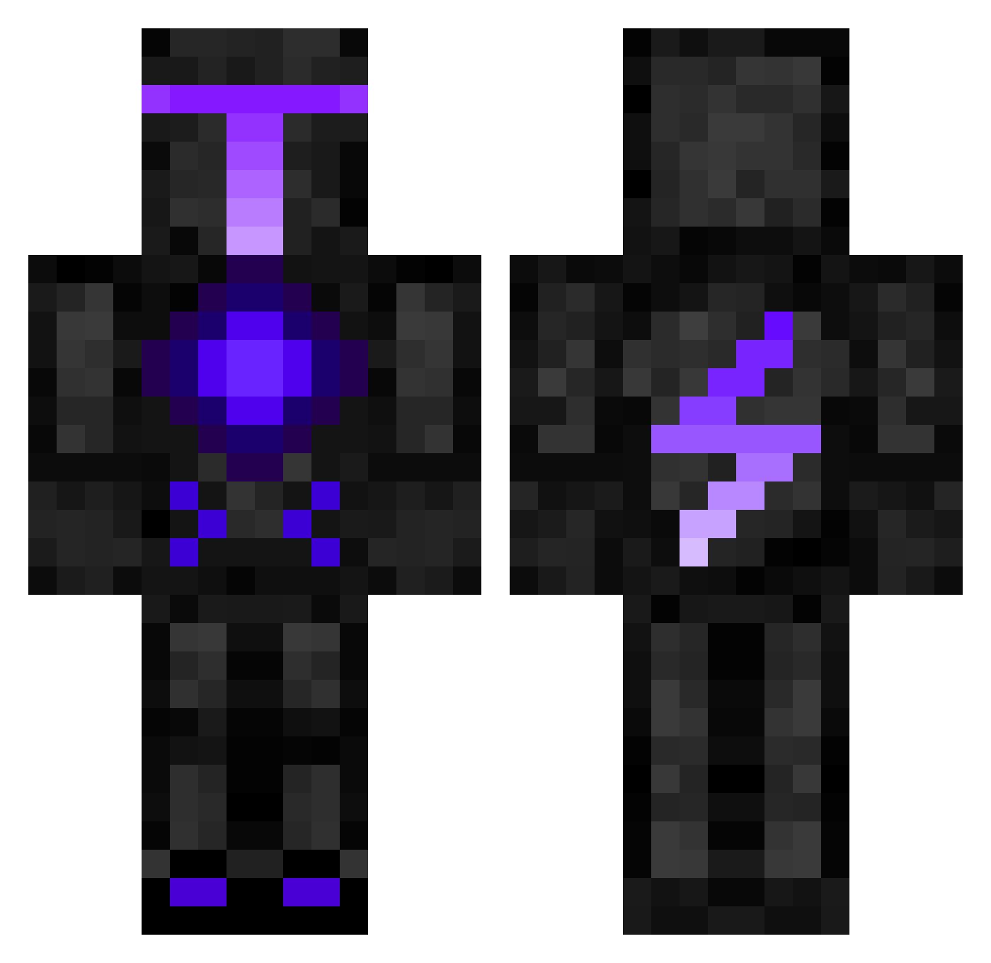 PyroHelix Minecraft skin, front and back view