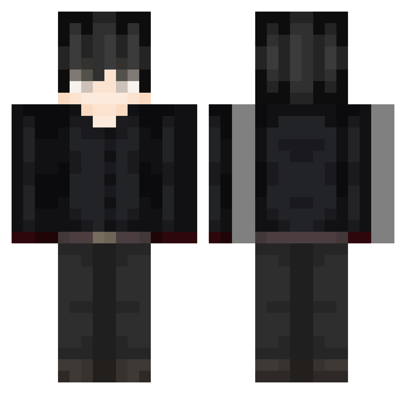 ReaperHaise Minecraft skin, front and back view