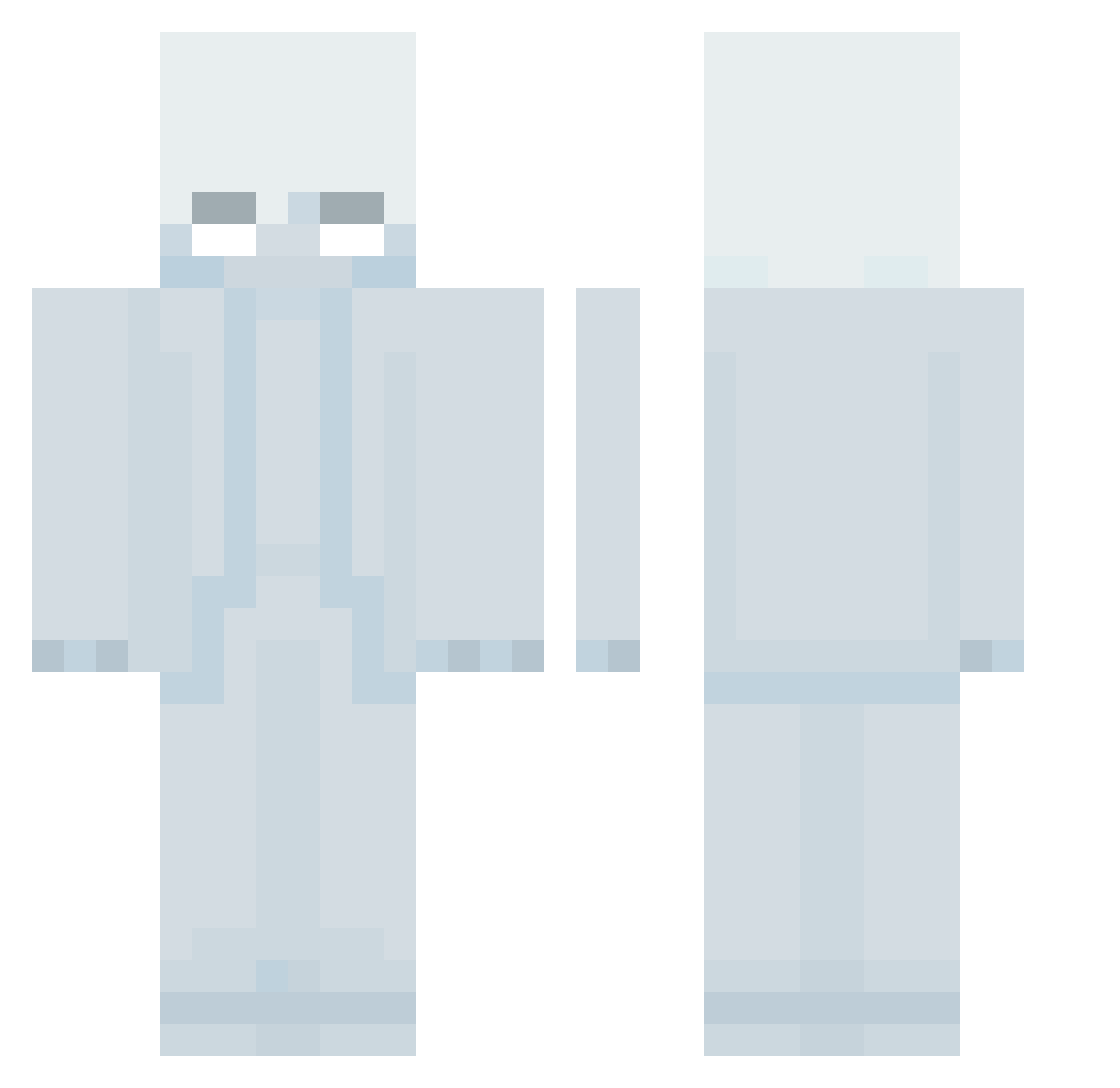 Shqtz Minecraft skin, front and back view