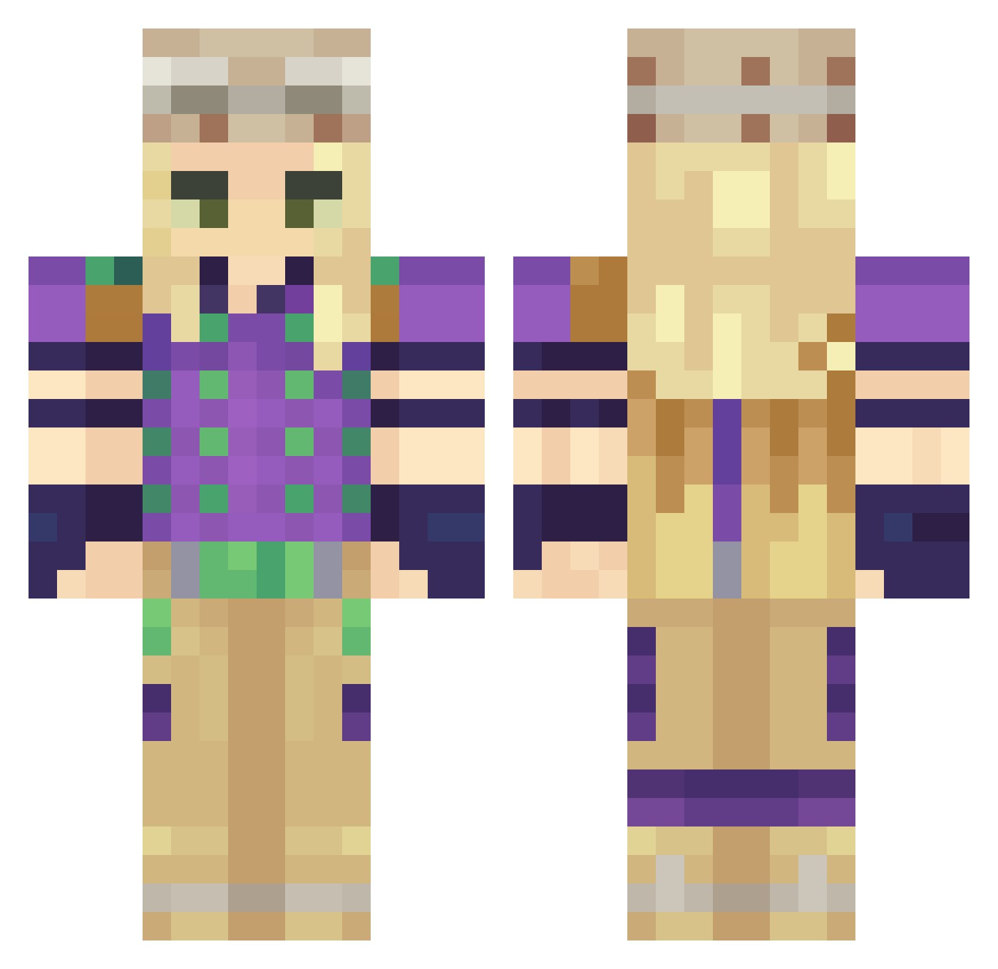 GusthyRp Minecraft skin, front and back view