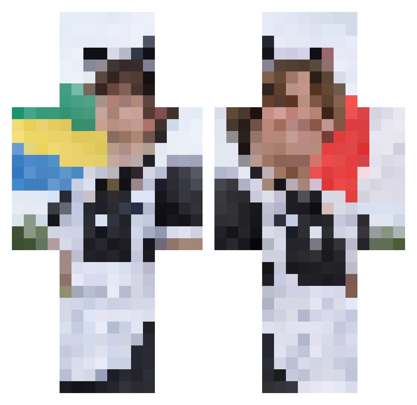 Banive Minecraft skin, front and back view
