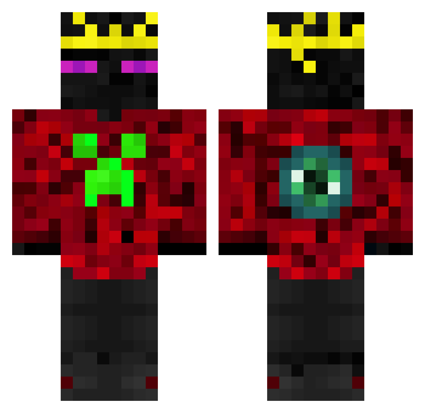 Unnderr Minecraft skin, front and back view