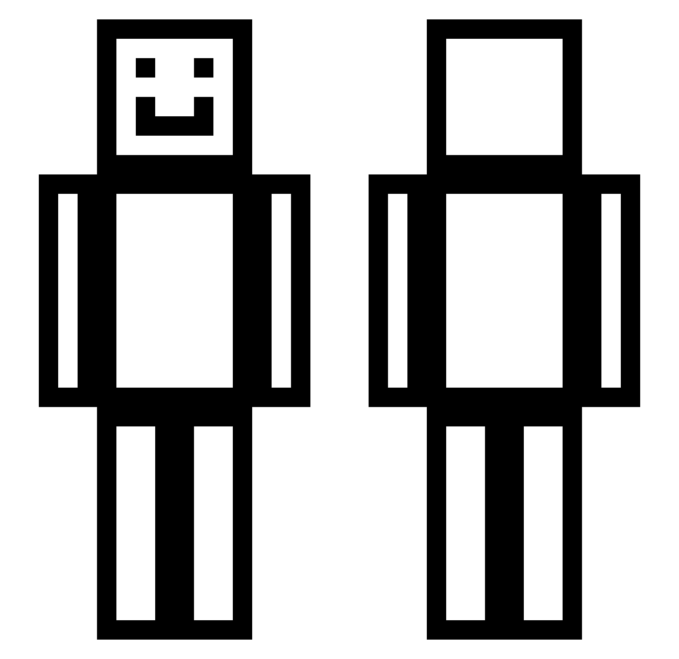 Undersold Minecraft skin, front and back view