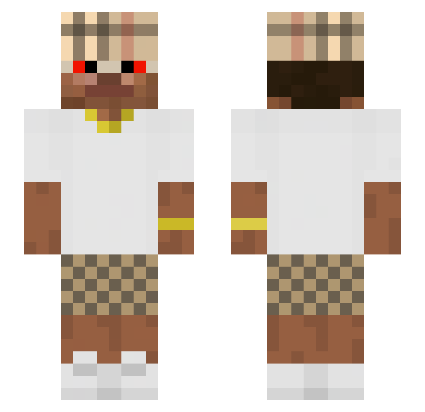 Temaaa Minecraft skin, front and back view