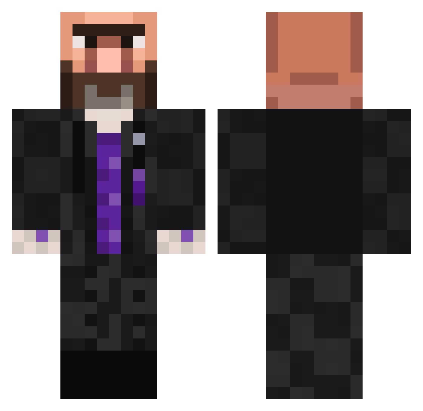 PAPAxCRAFTER Minecraft skin, front and back view