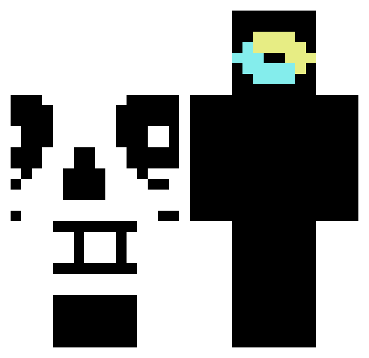 Unsymctrical Minecraft skin, front and back view