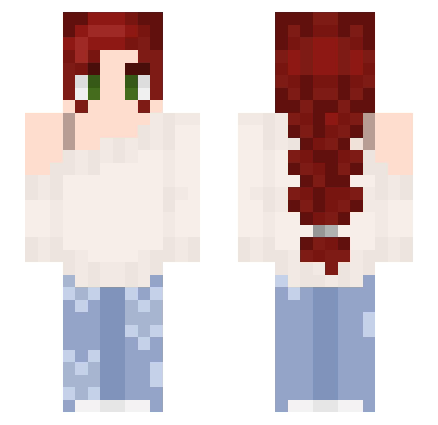 WolfRose2002 Minecraft skin, front and back view