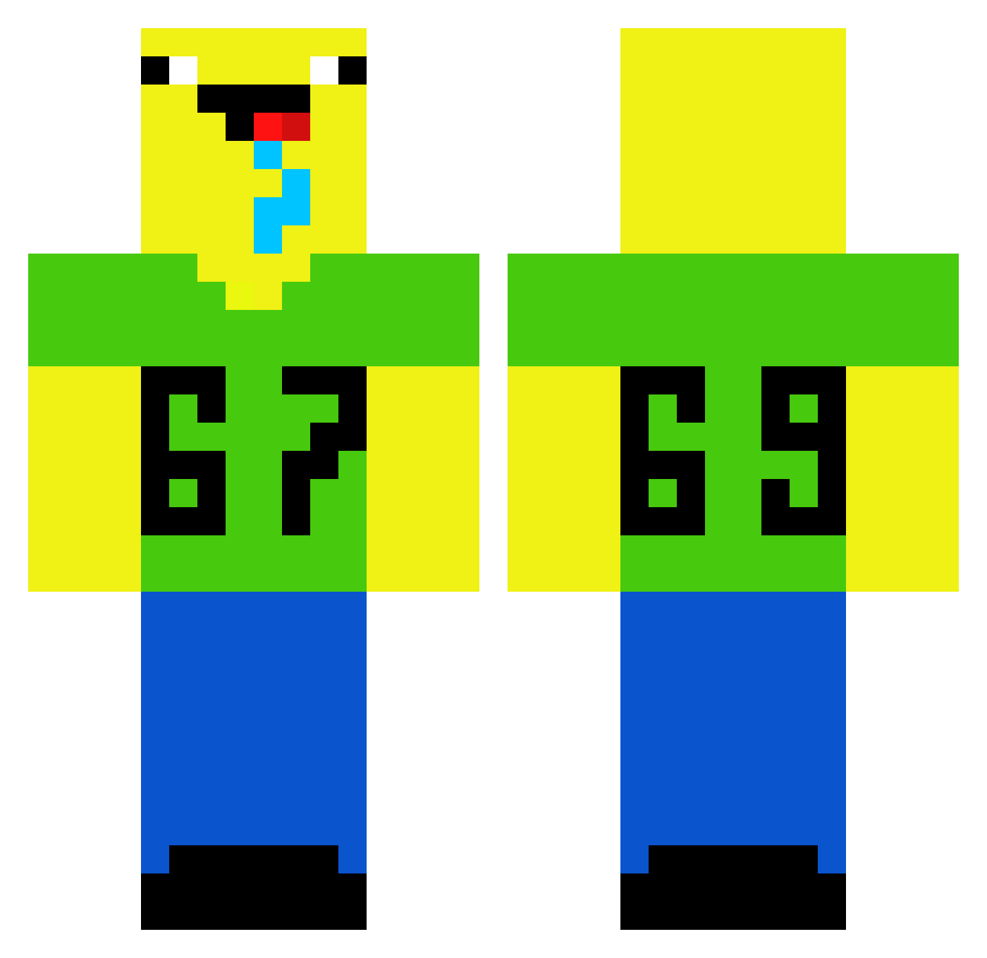 t0ran Minecraft skin, front and back view