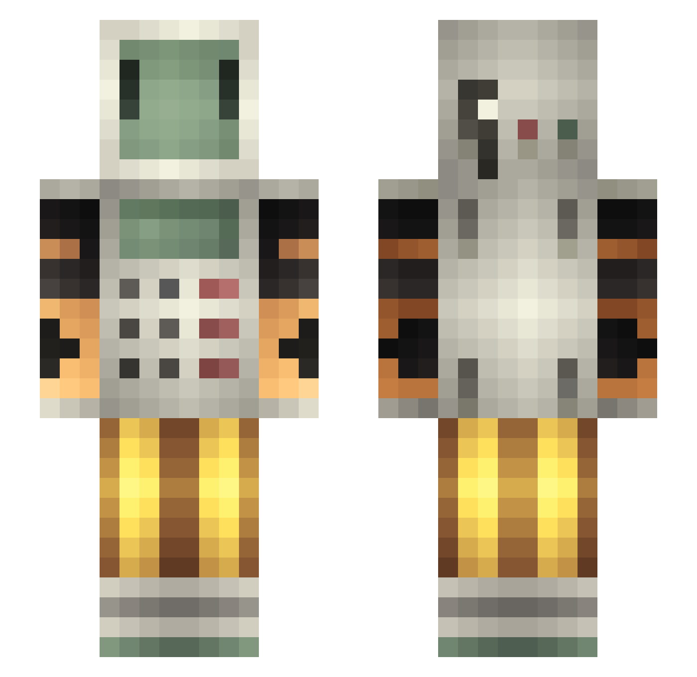 TinRobit Minecraft skin, front and back view