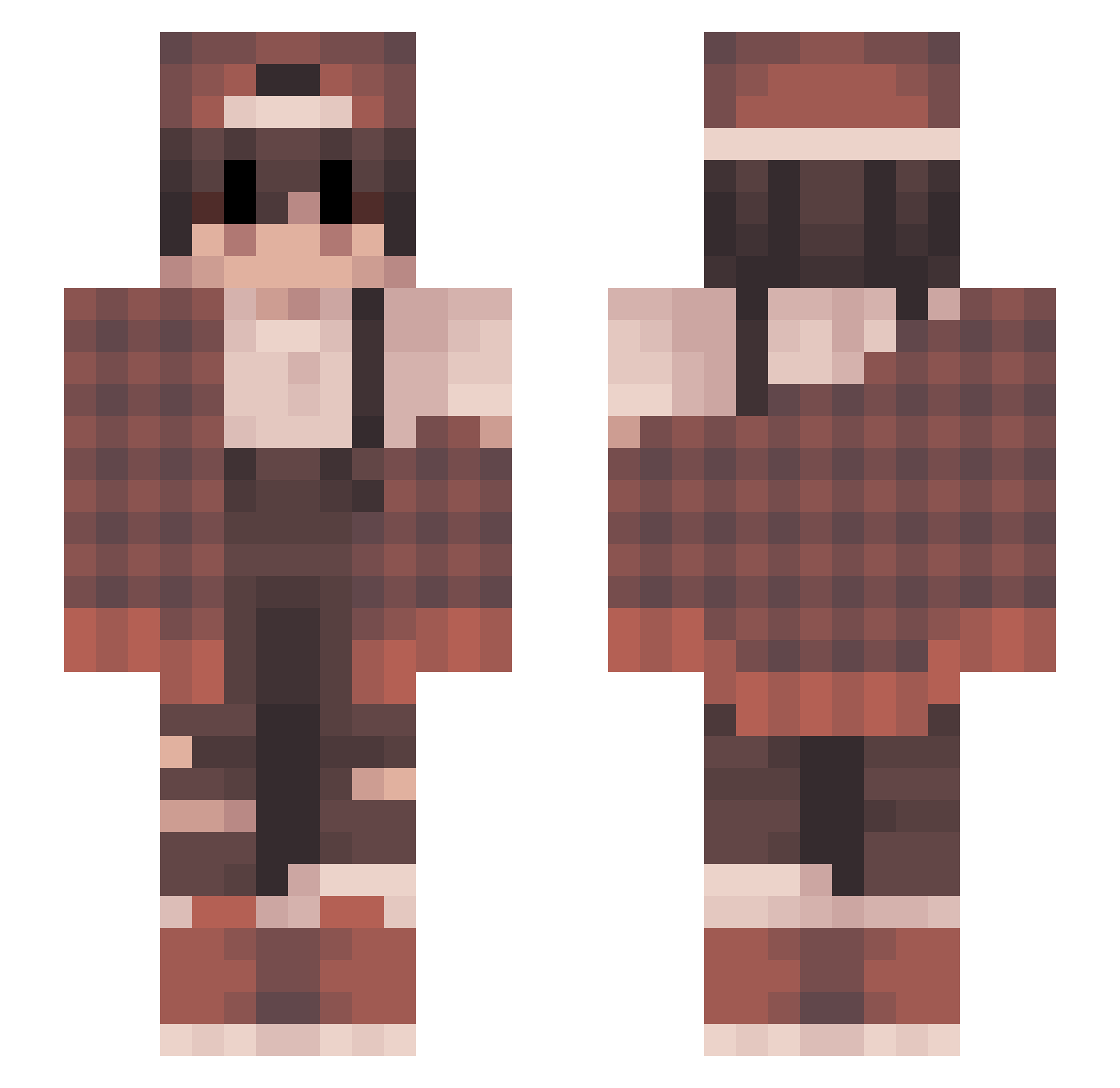 WrentedOut Minecraft skin, front and back view