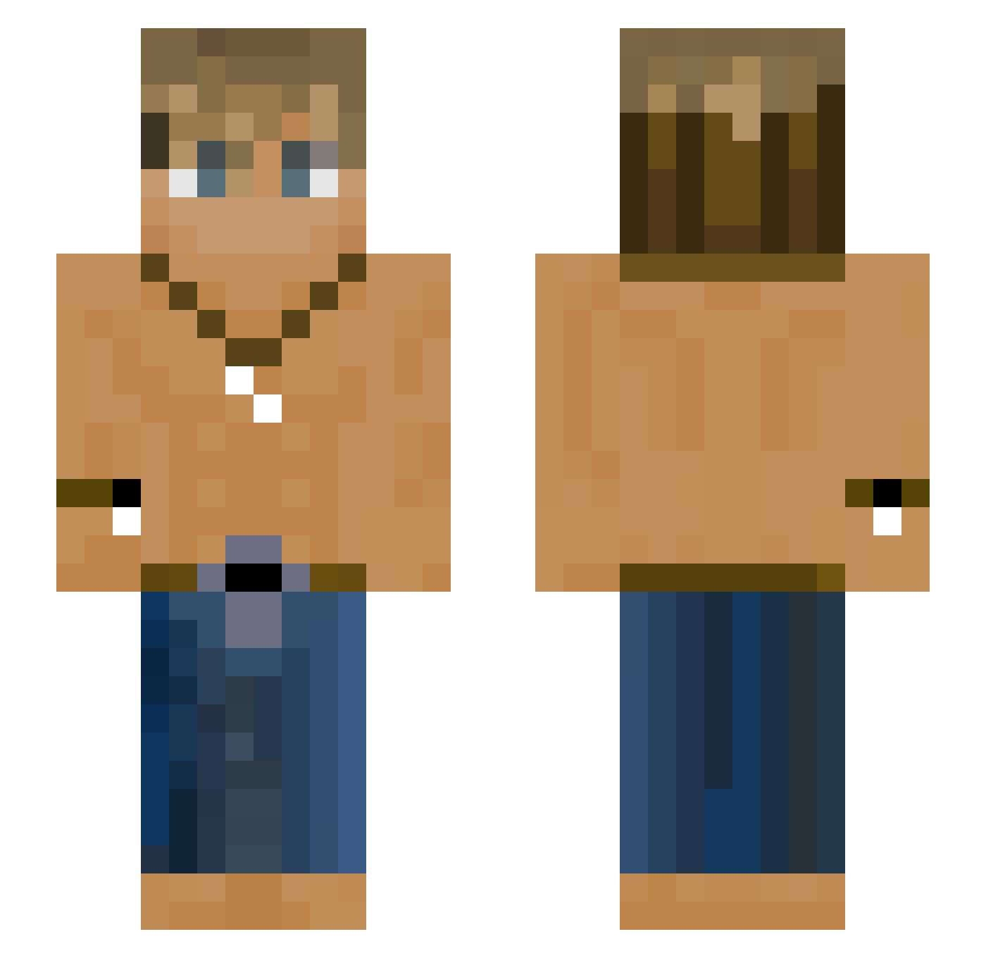 Wefts Minecraft skin, front and back view