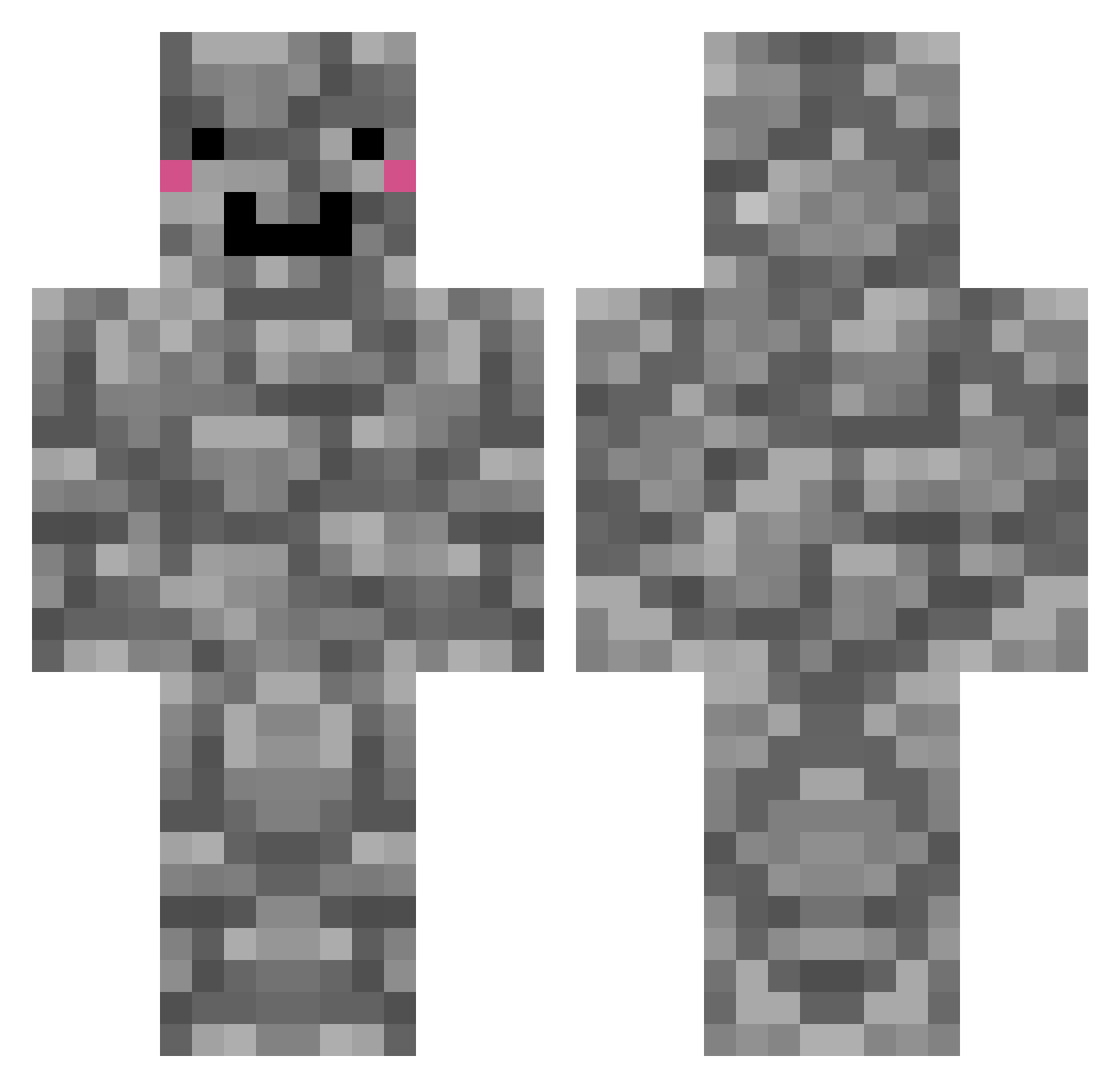 nexorts Minecraft skin, front and back view
