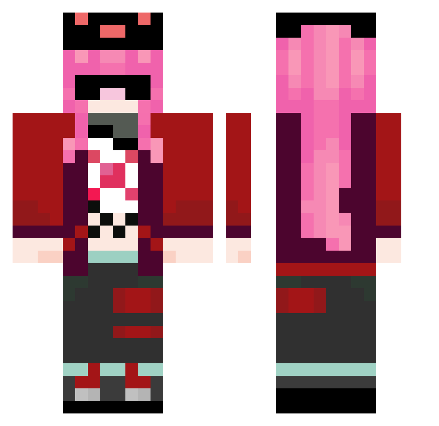 Thania7u7r Minecraft skin, front and back view