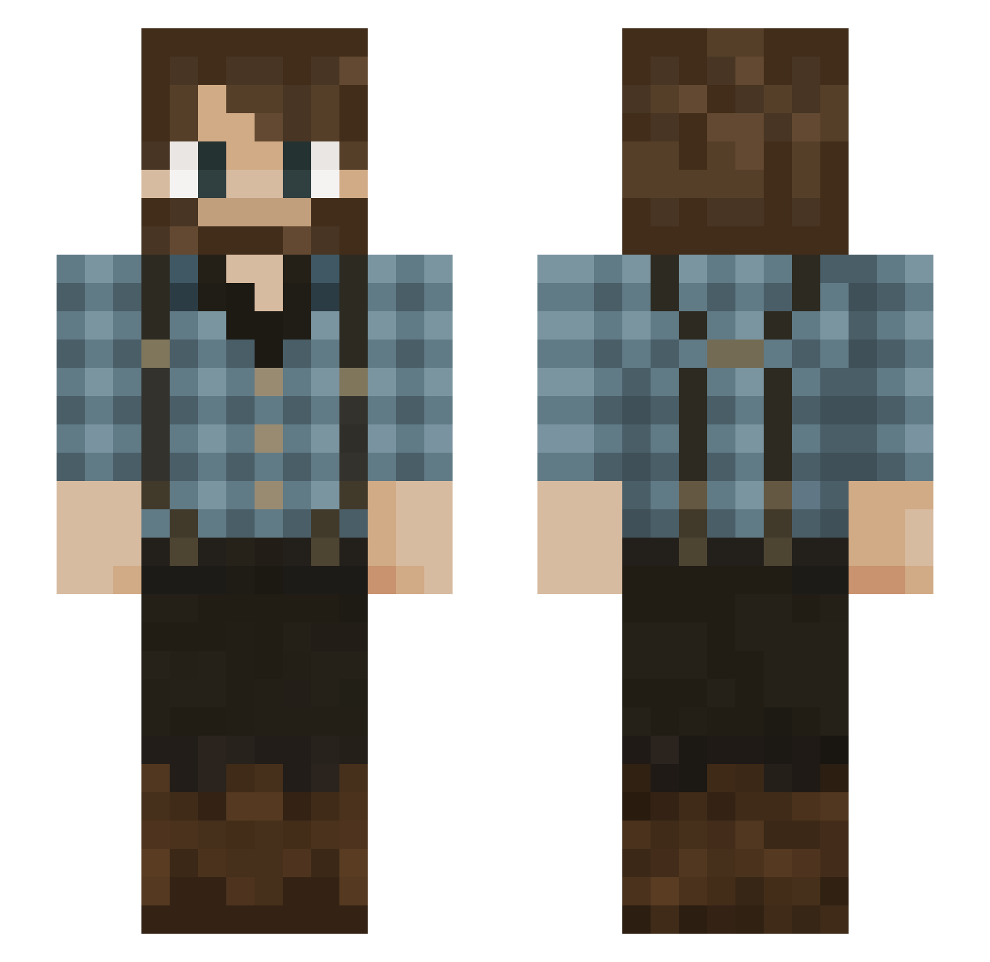rusty_trowel Minecraft skin, front and back view
