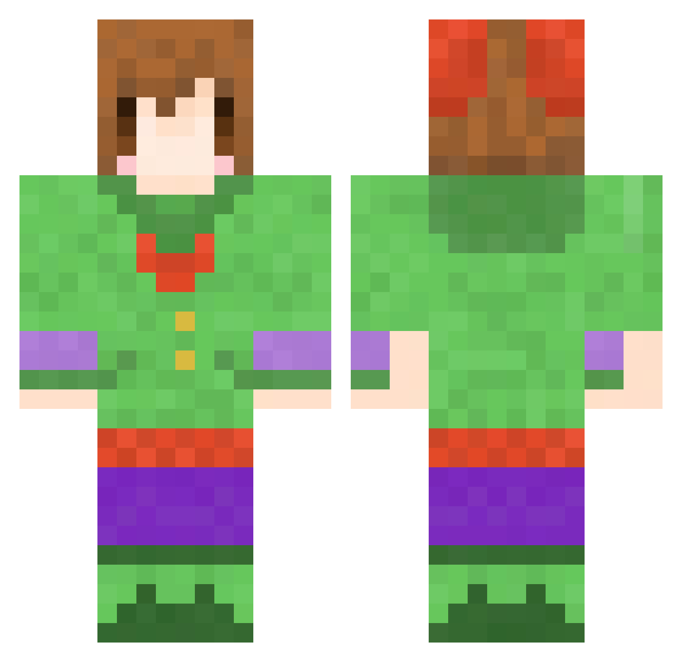 hossiy Minecraft skin, front and back view