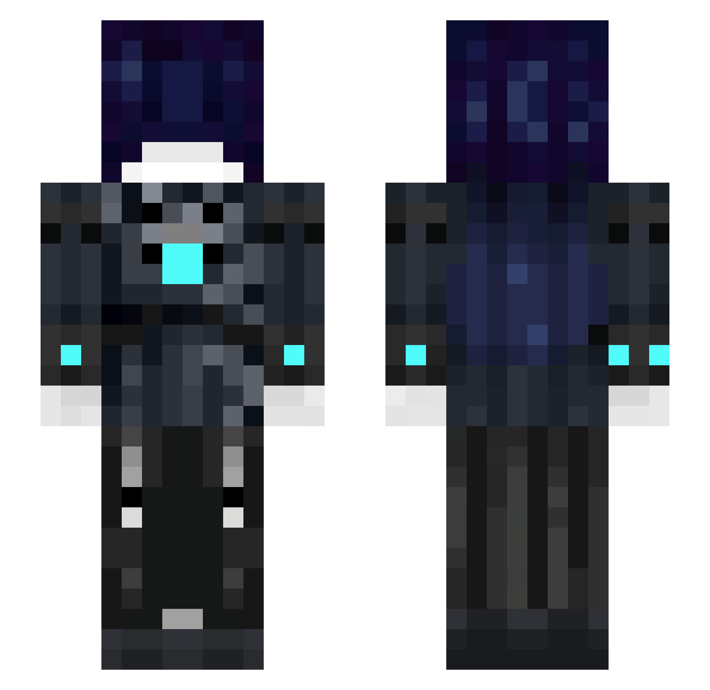 Polyglott Minecraft skin, front and back view