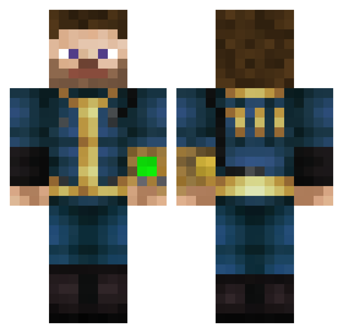 plzxma Minecraft skin, front and back view