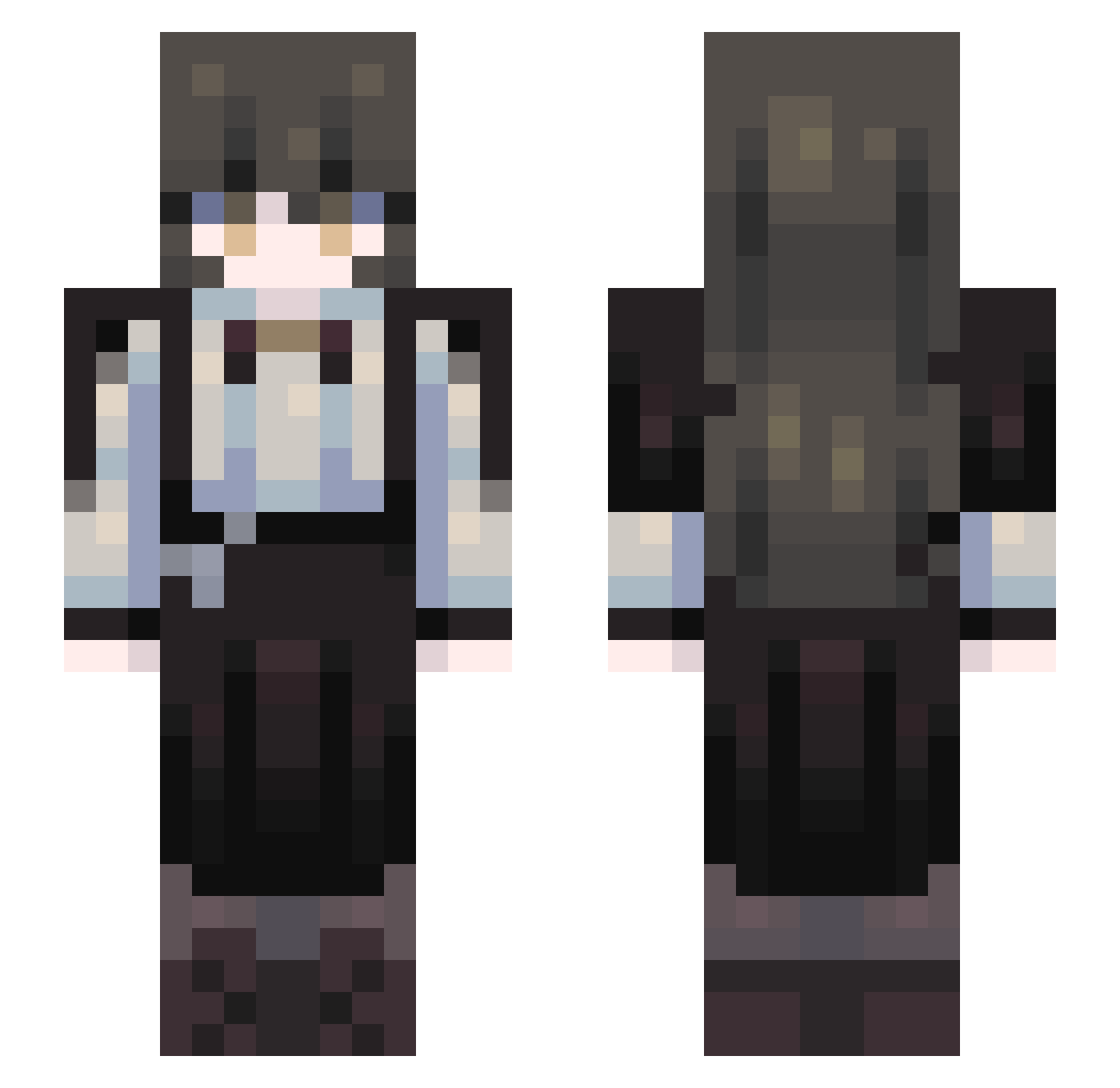 Swagmonious Minecraft skin, front and back view