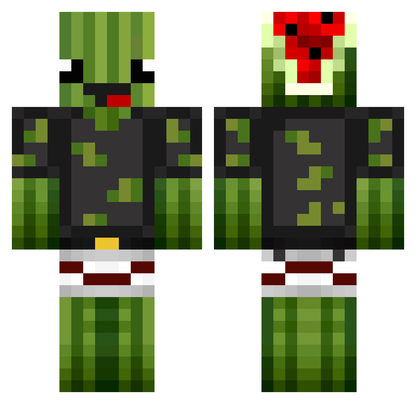 WaterLes Minecraft skin, front and back view
