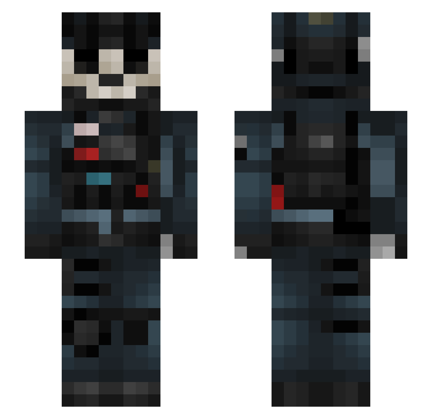 RockssTV Minecraft skin, front and back view