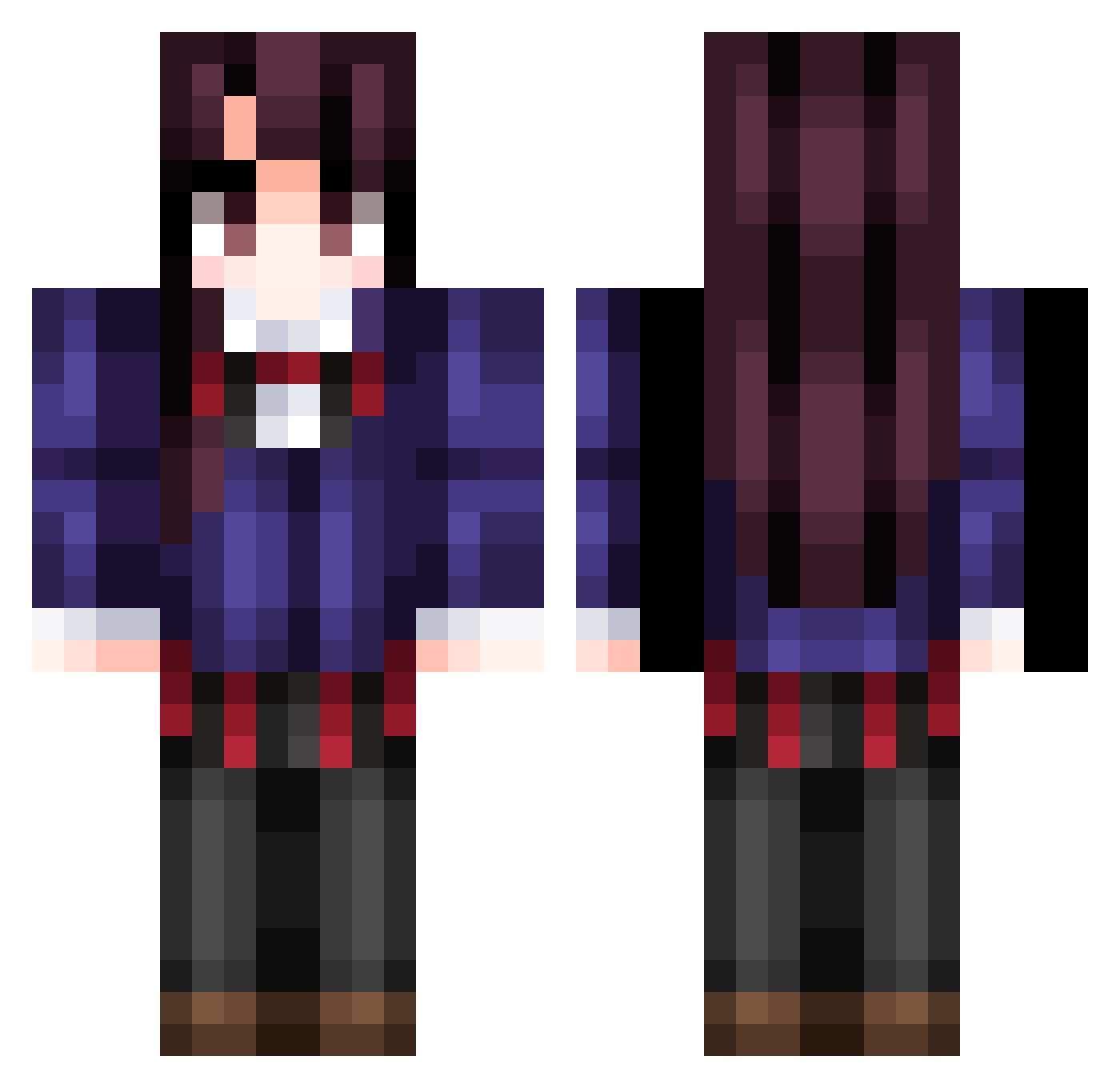 Deactivates Minecraft skin, front and back view