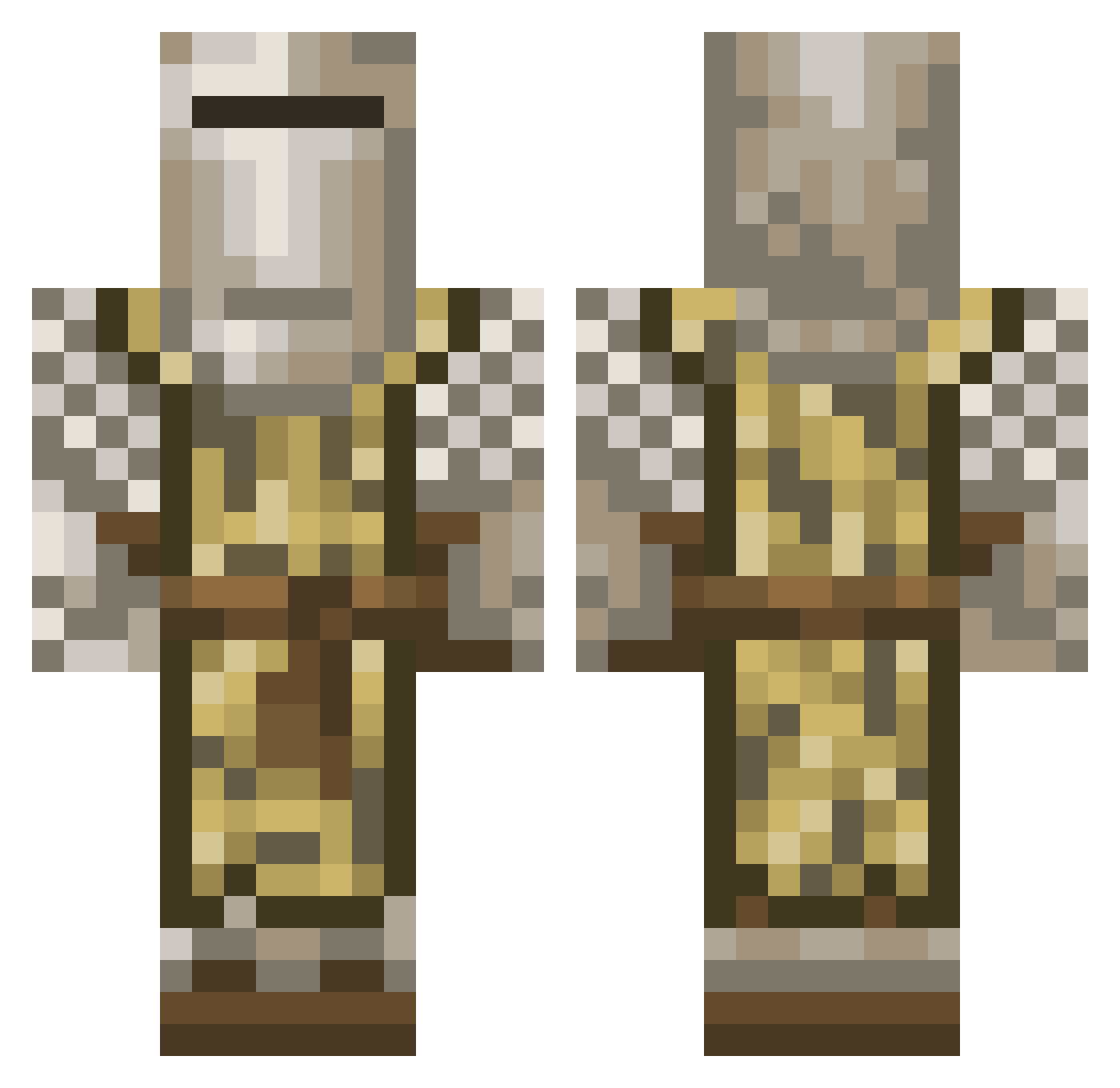 Lobst3rr Minecraft skin, front and back view