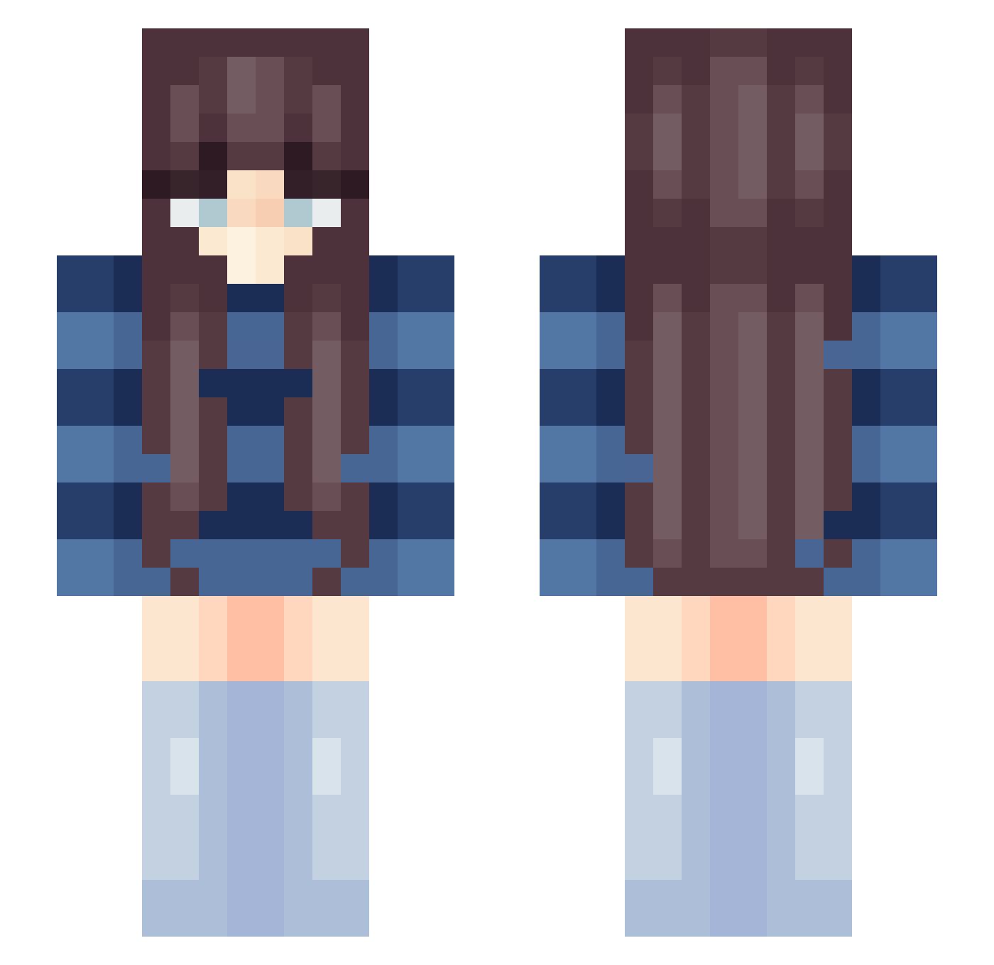 qmeki Minecraft skin, front and back view