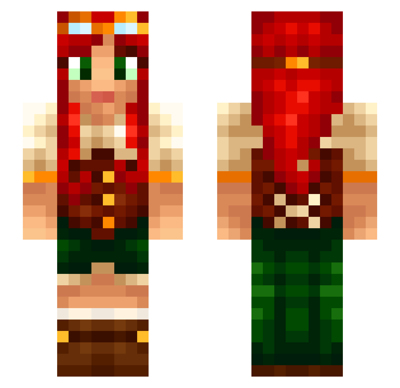 Elka Minecraft skin, front and back view