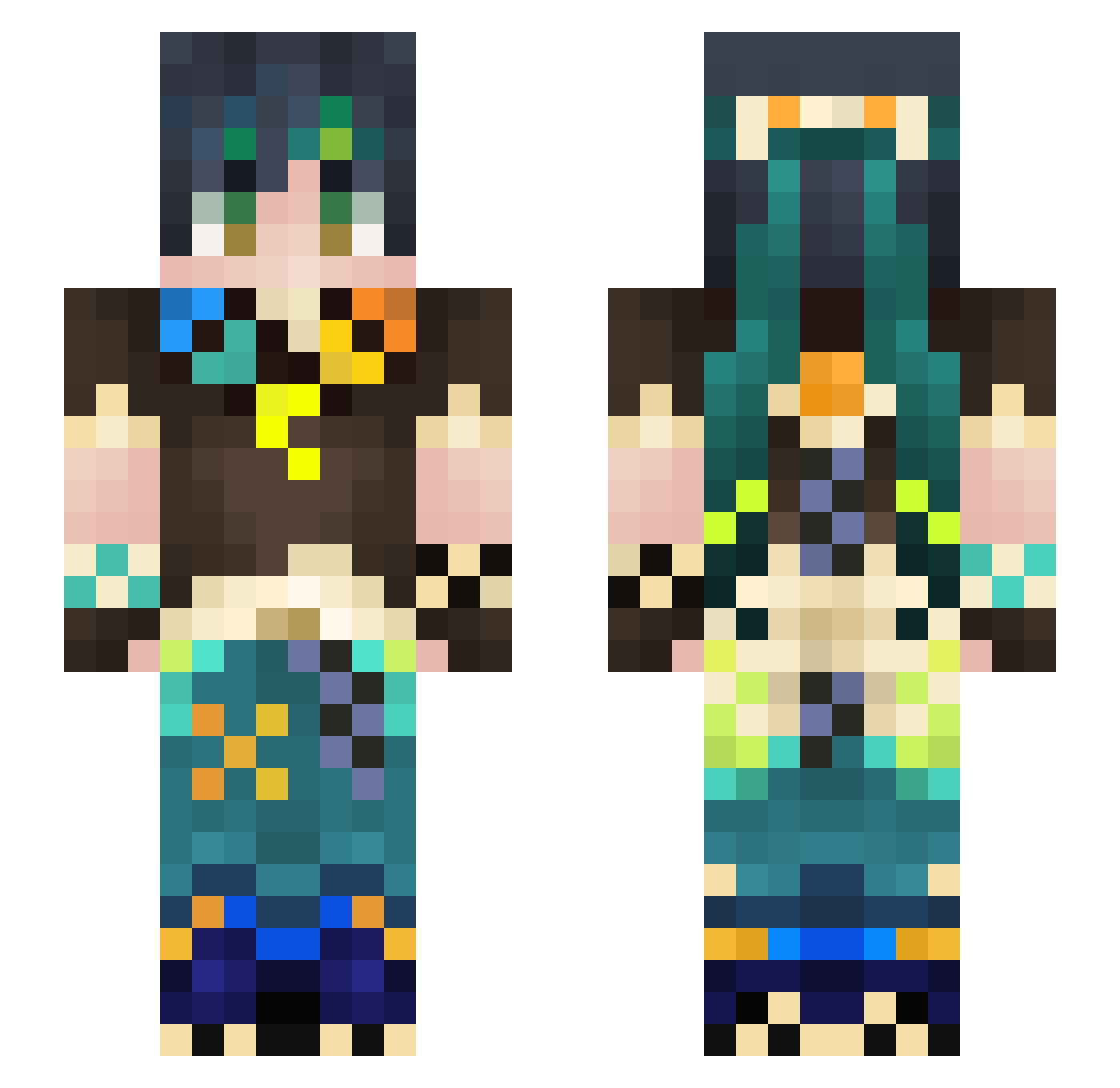 Tyx315 Minecraft skin, front and back view