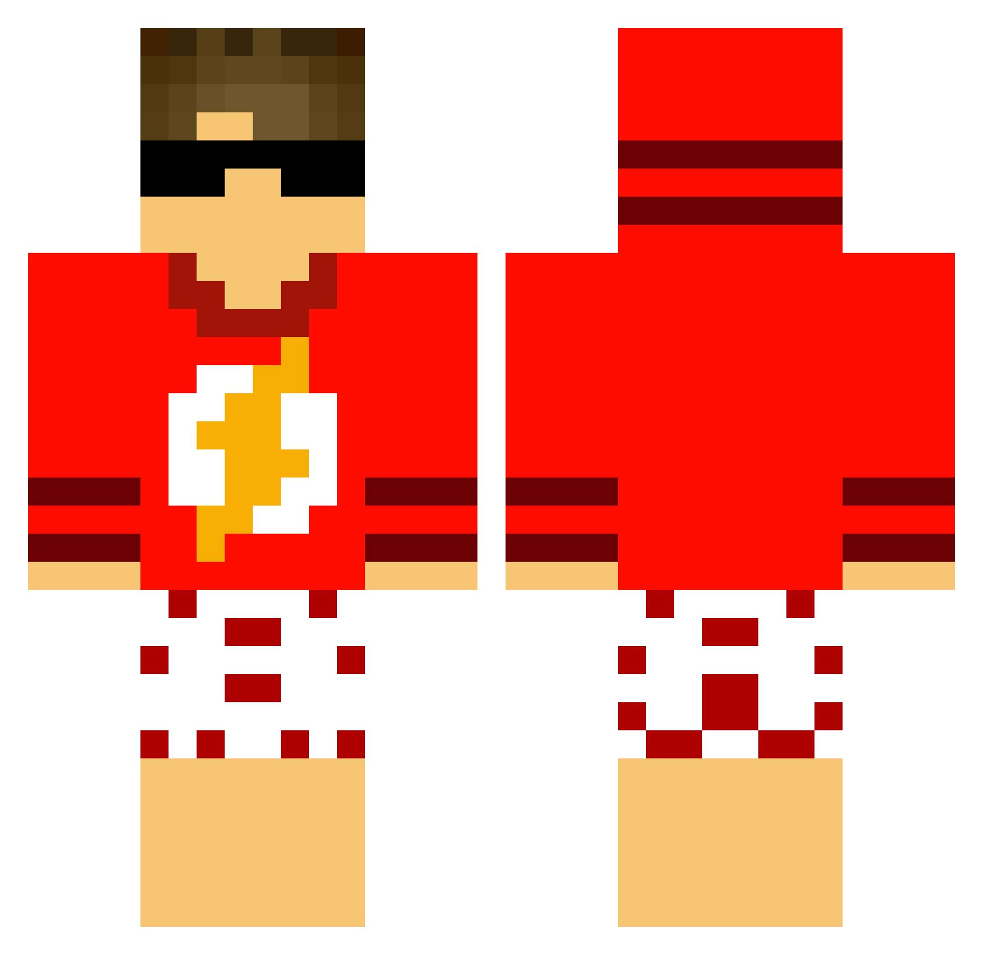 FlashParaibano Minecraft skin, front and back view