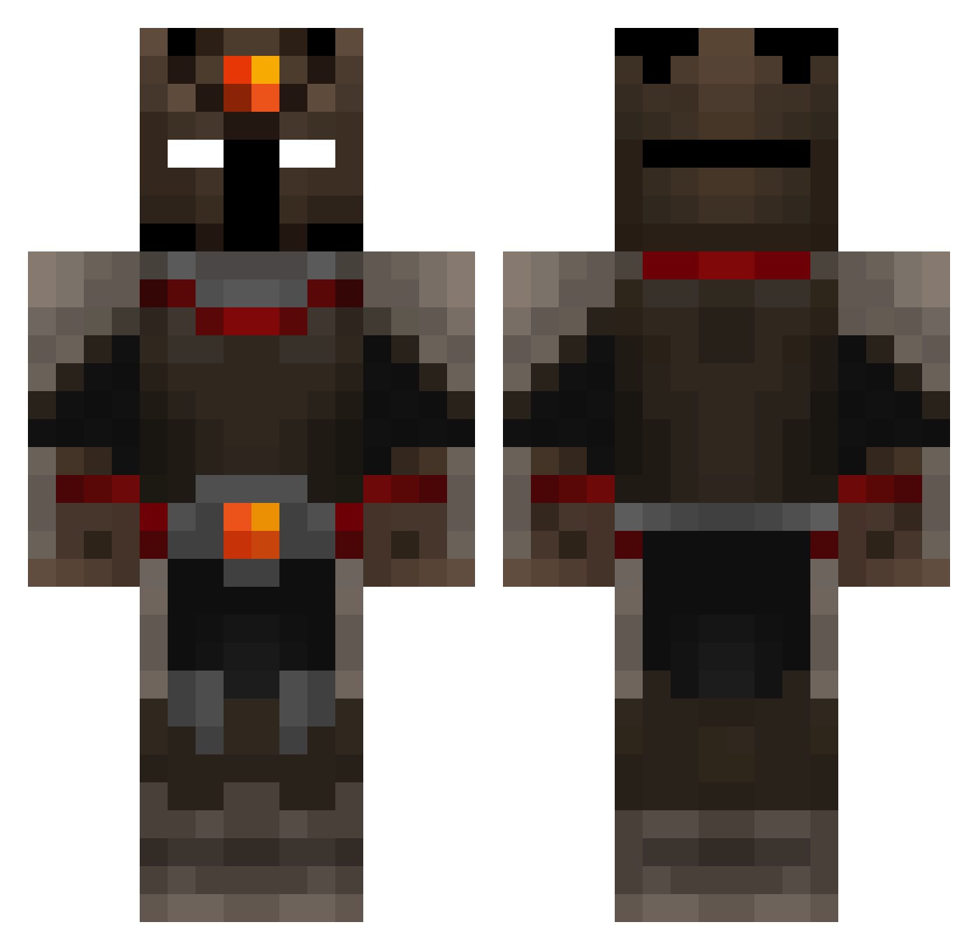 Farfadox Minecraft skin, front and back view