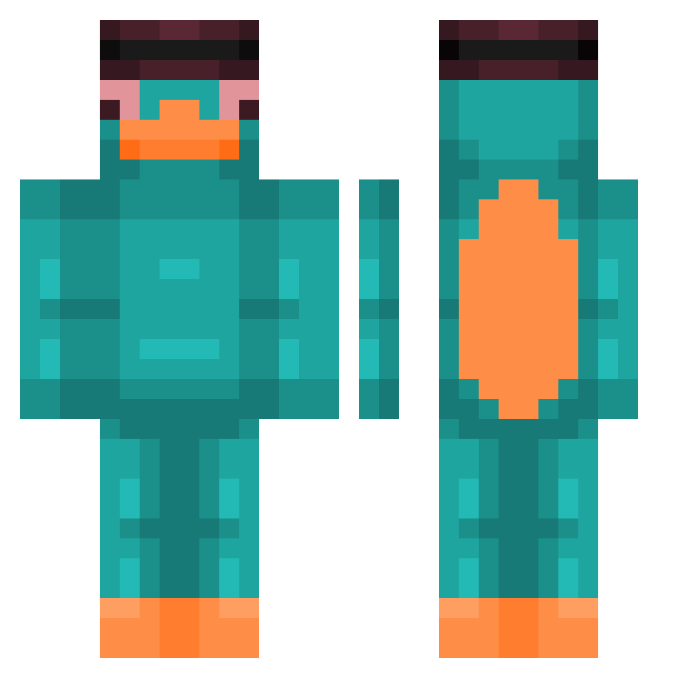 TyrantT10 Minecraft skin, front and back view