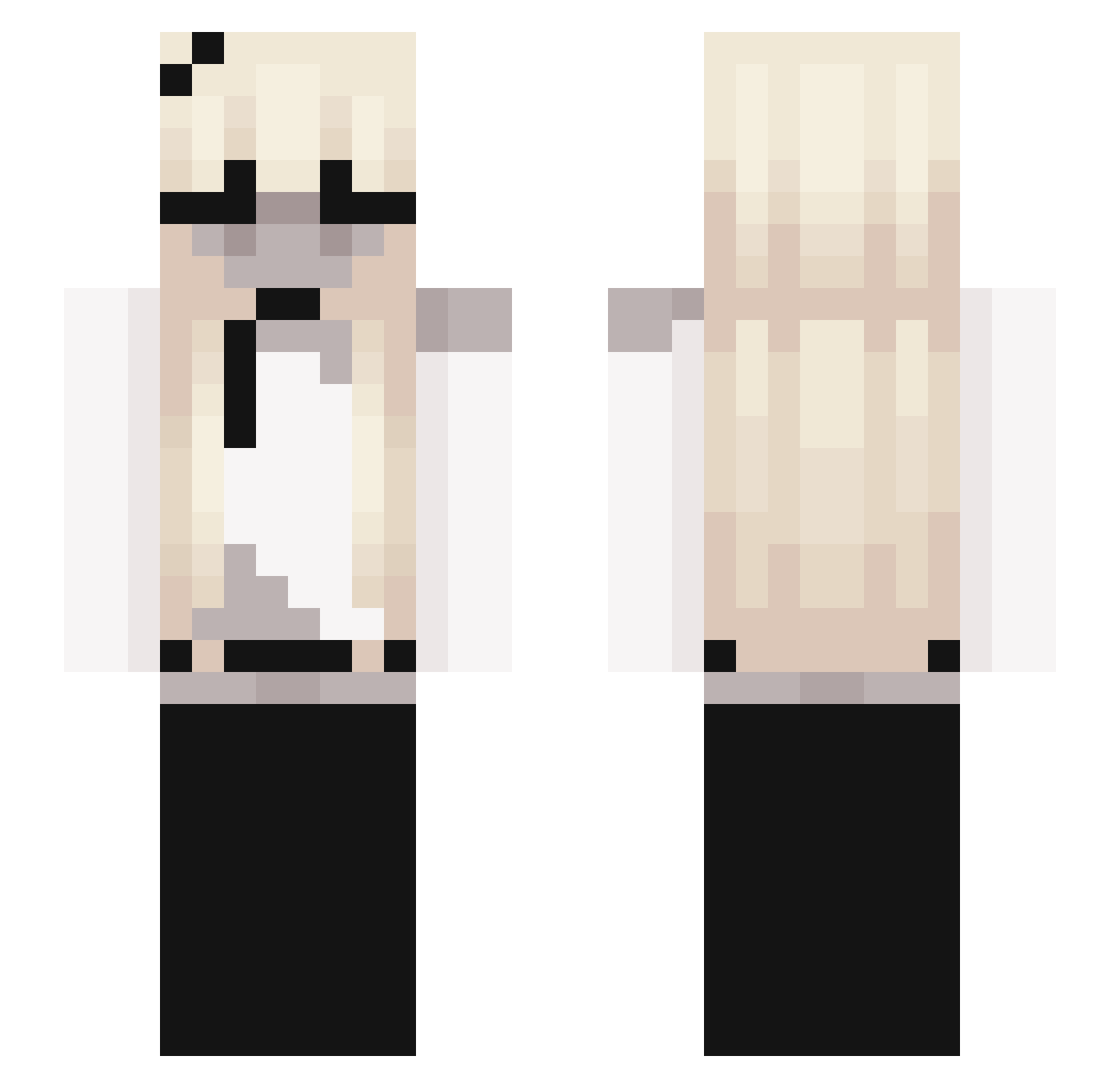 Velstery Minecraft skin, front and back view