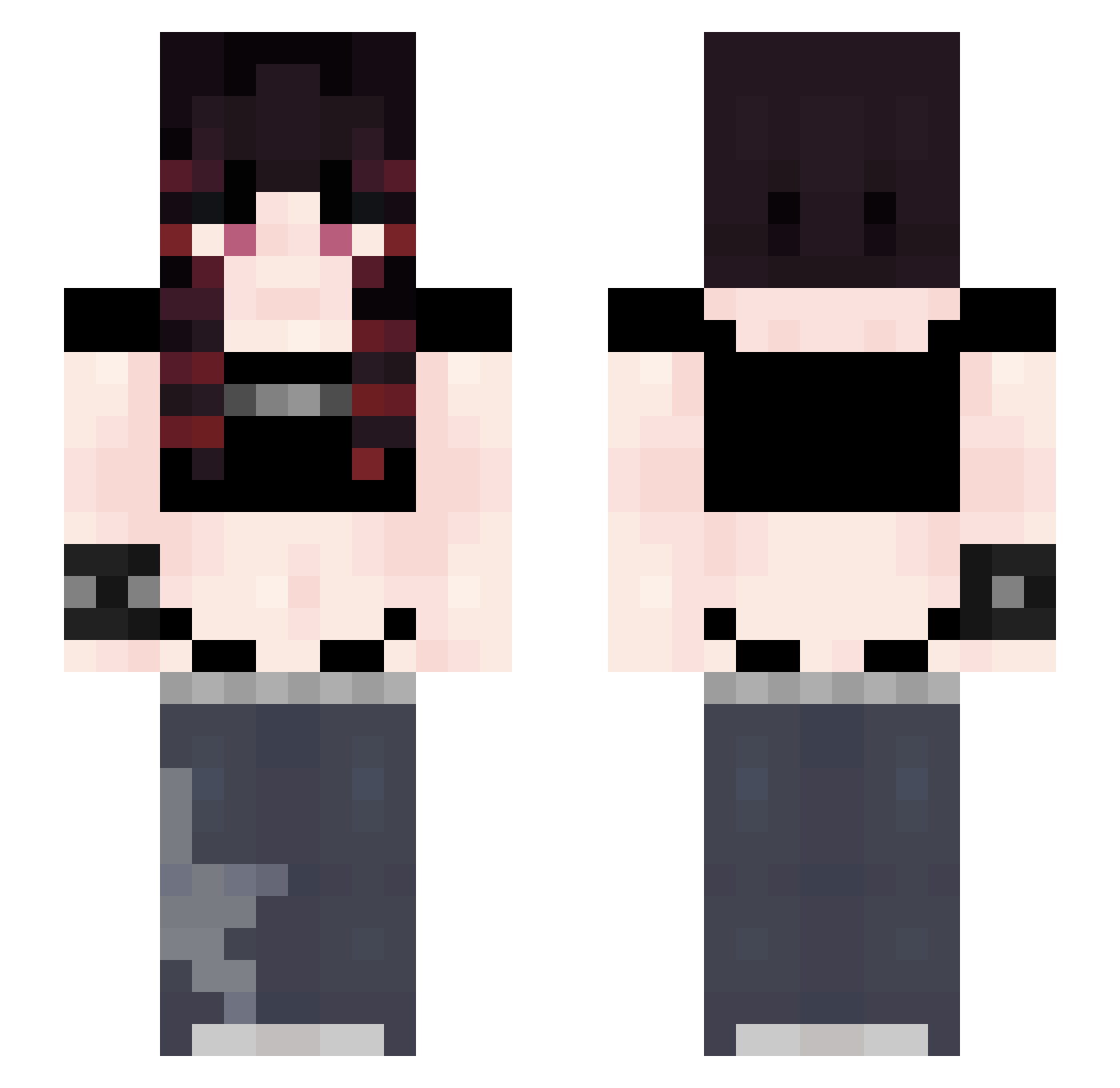 Broken_Petals Minecraft skin, front and back view