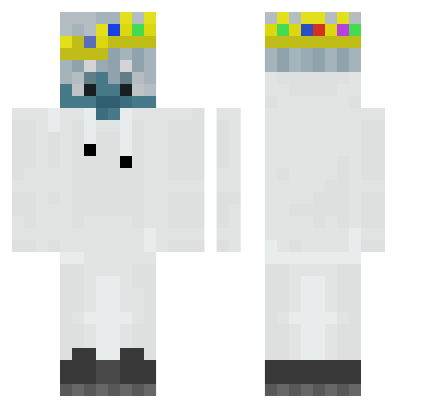 SamChum Minecraft skin, front and back view