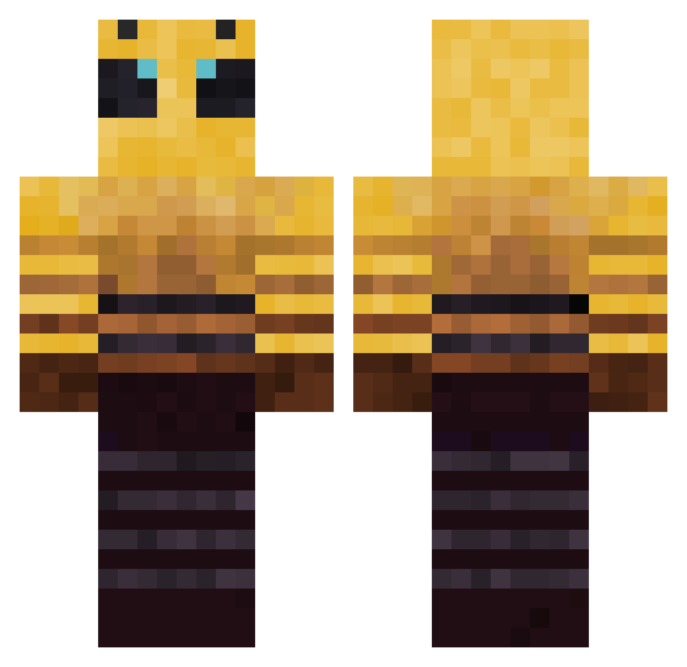 cruzebee Minecraft skin, front and back view