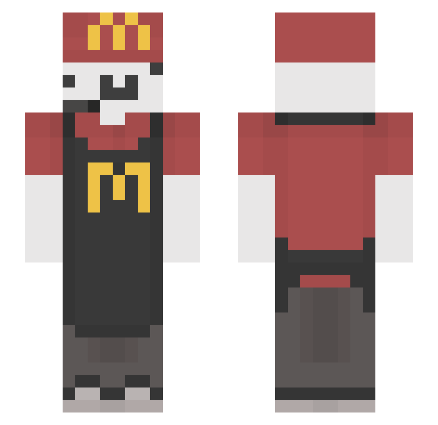 BurgerCakes Minecraft skin, front and back view