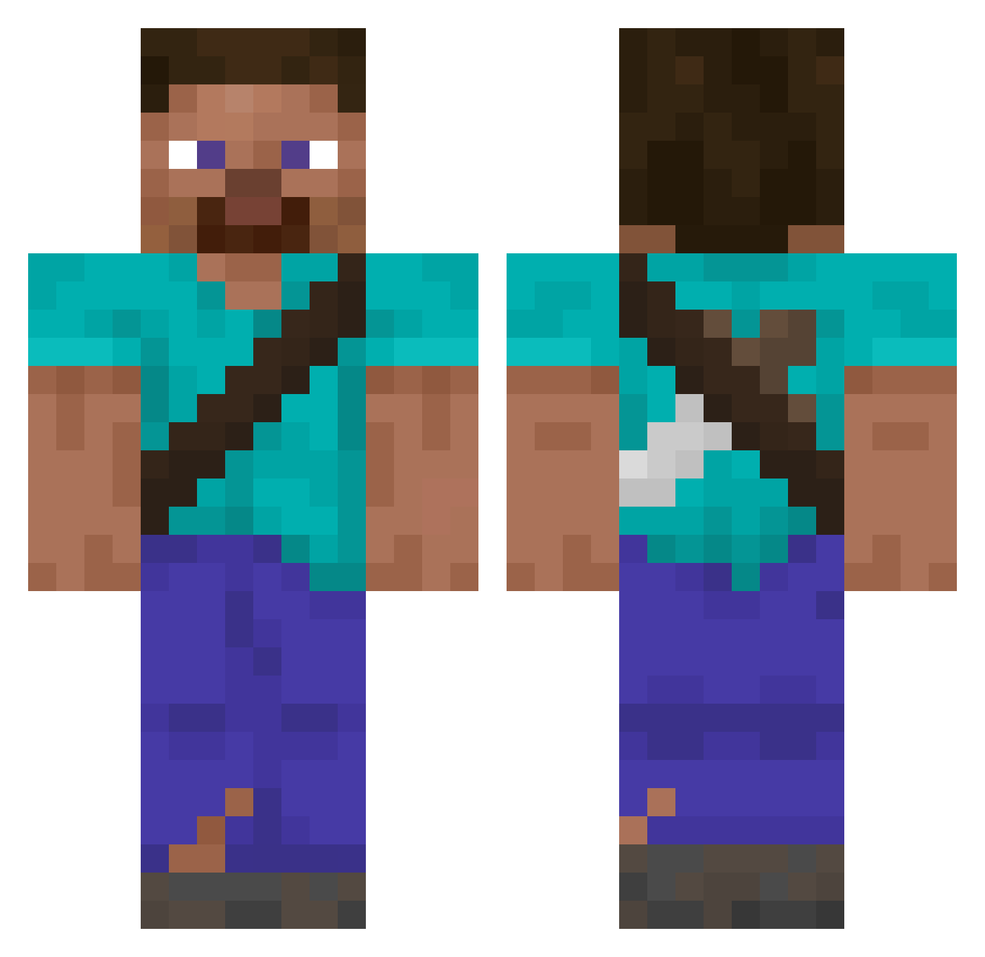 StopNote2 Minecraft skin, front and back view