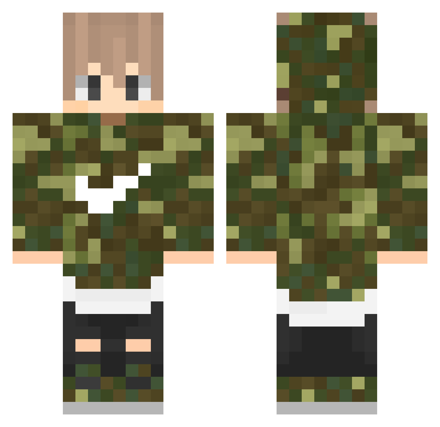 Mikacola Minecraft skin, front and back view