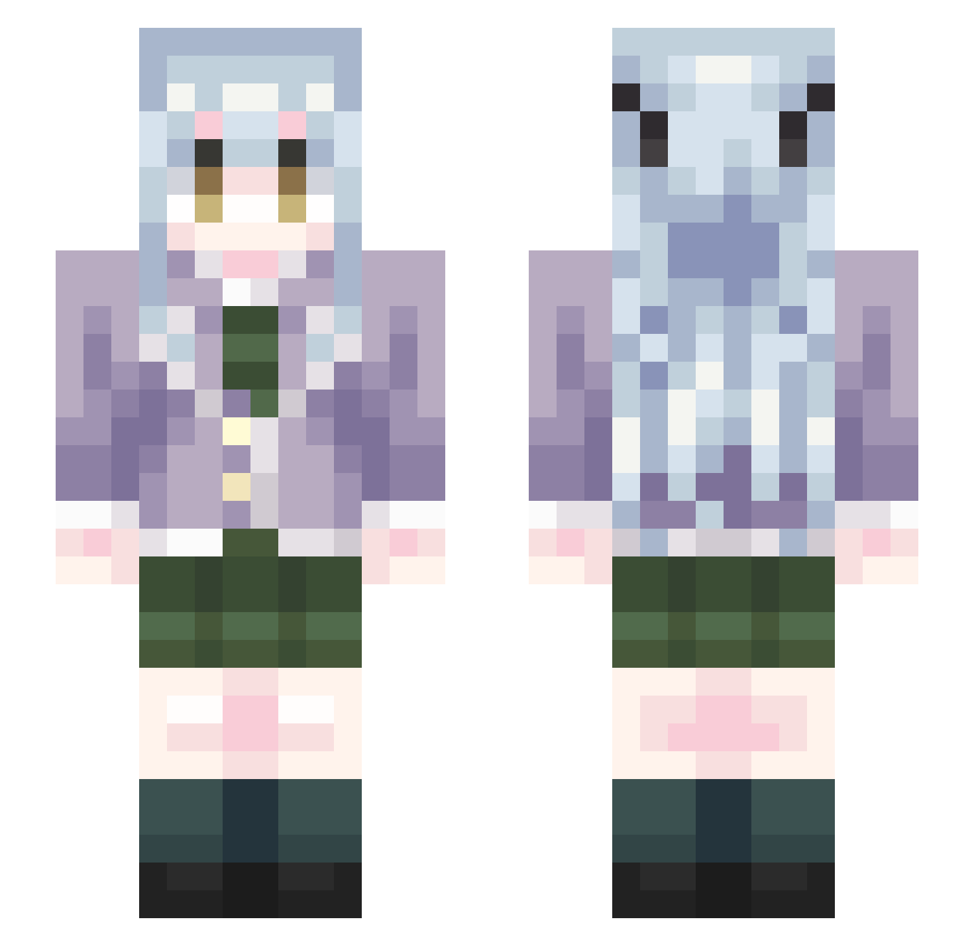 wuyasan Minecraft skin, front and back view