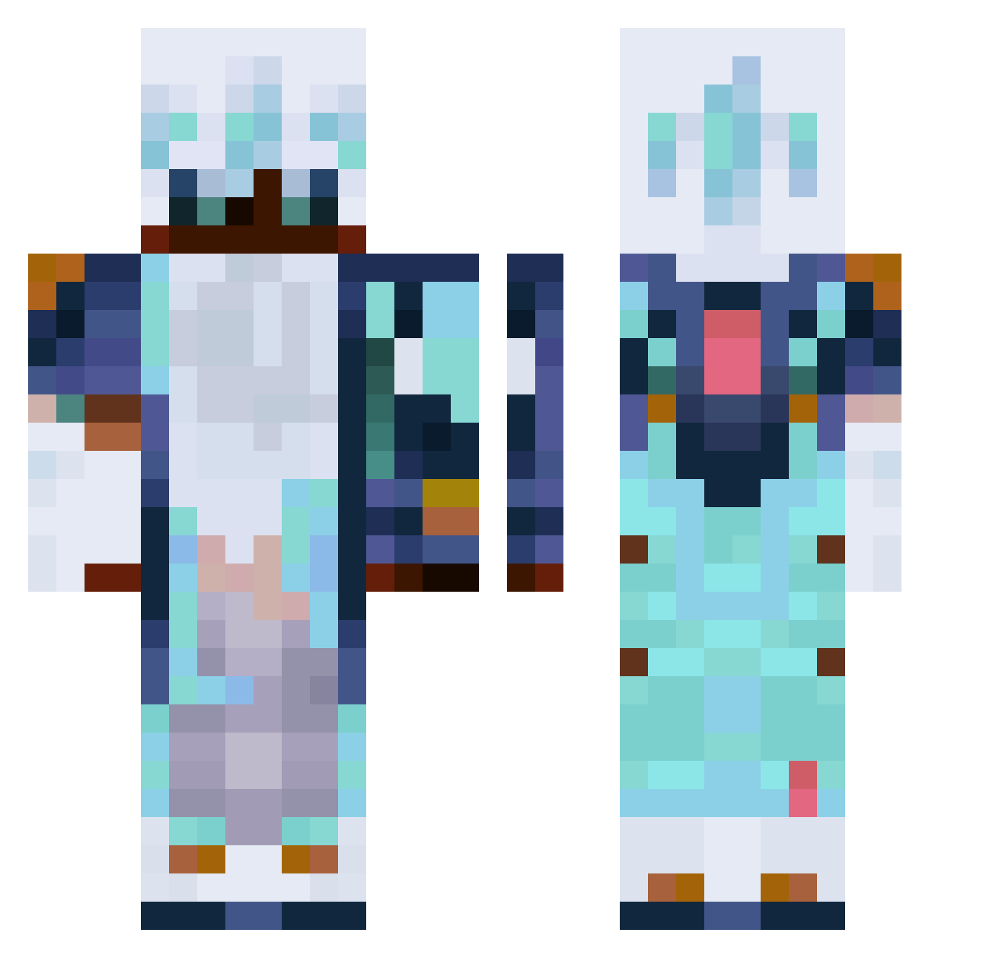 StopBreakingBed Minecraft skin, front and back view