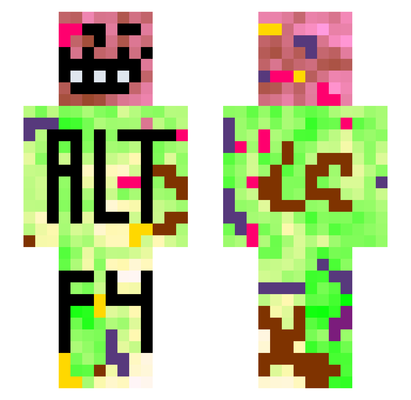Swaths Minecraft skin, front and back view