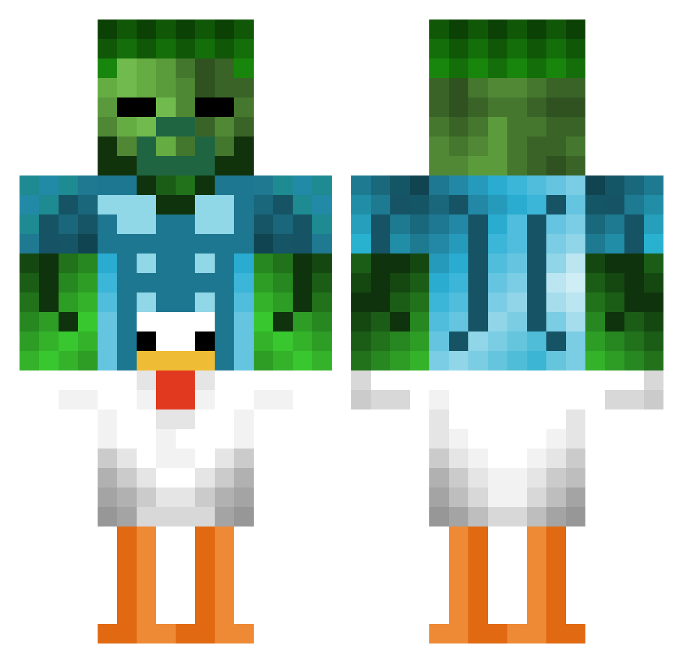 Spikare08 Minecraft skin, front and back view