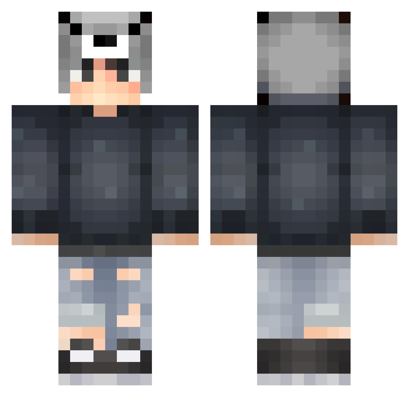 Cloakzey Minecraft skin, front and back view