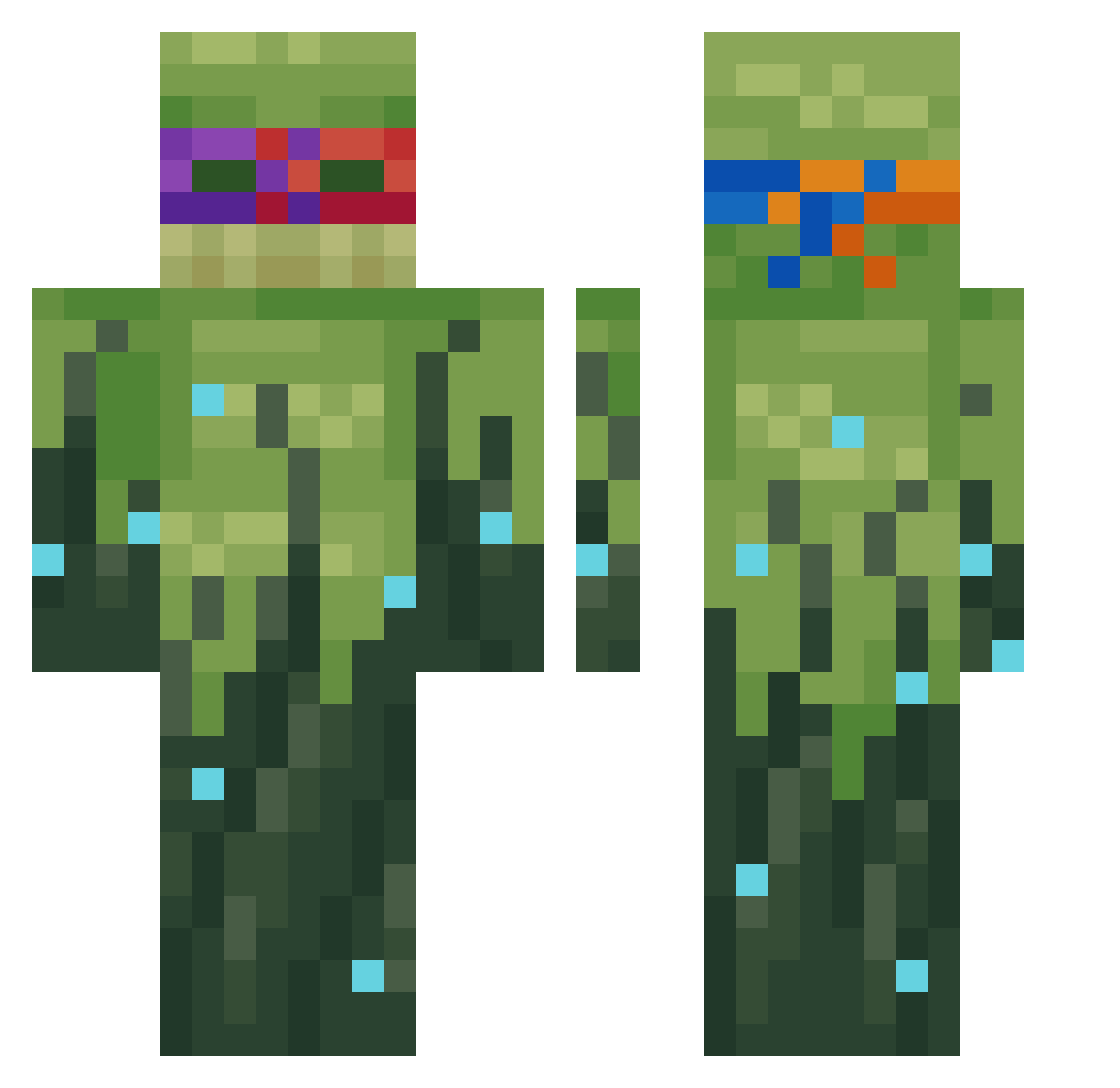 Enchantful Minecraft skin, front and back view