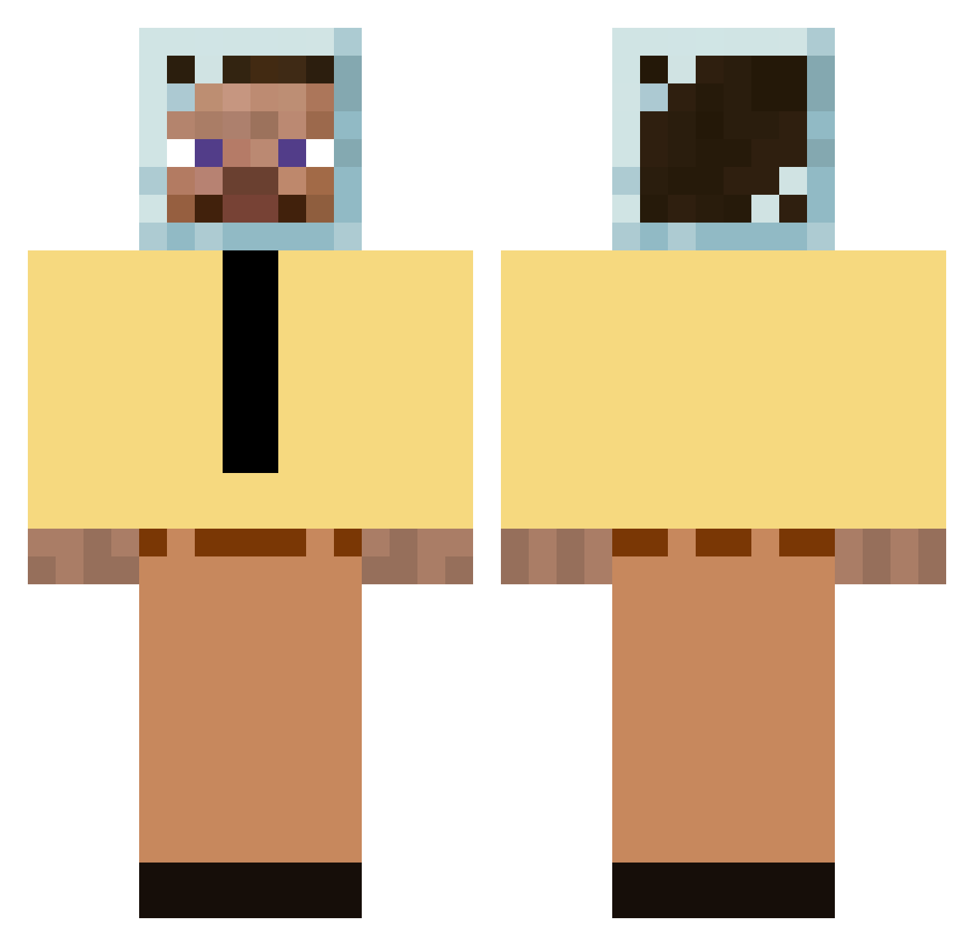 Arturo3608 Minecraft skin, front and back view