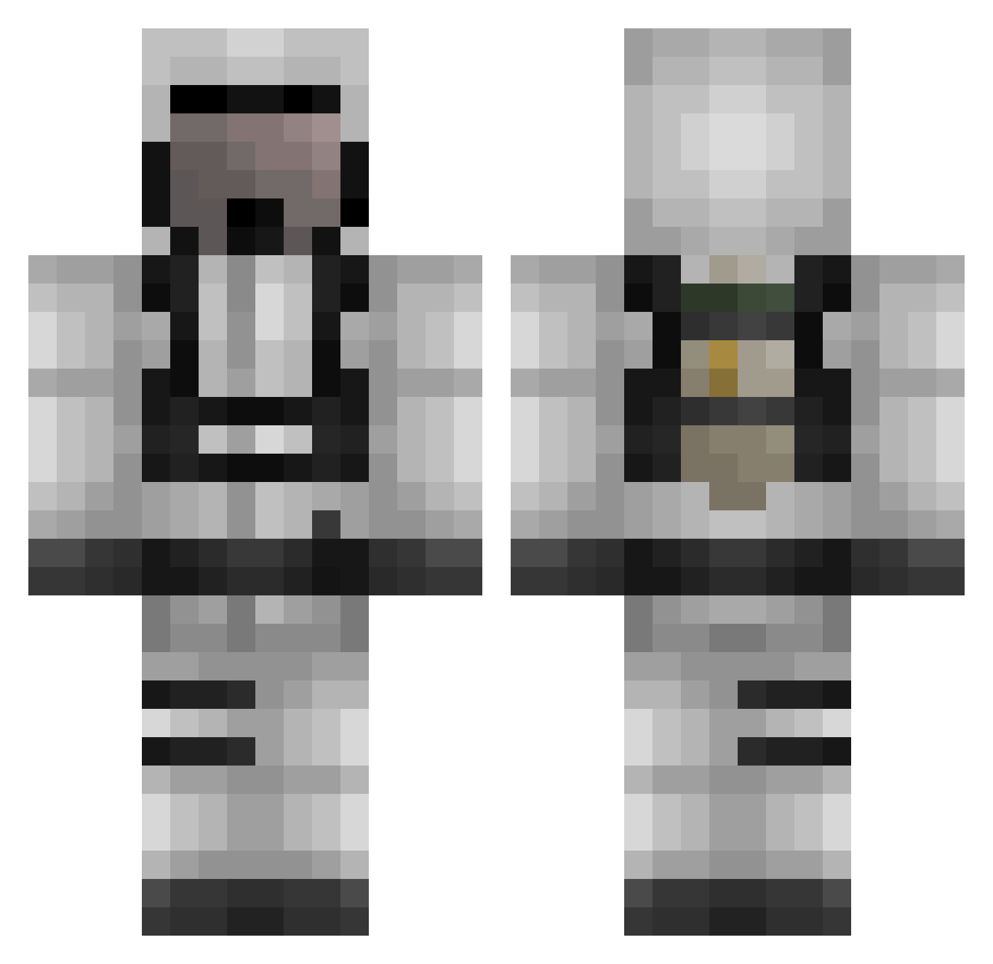 NuttyBan Minecraft skin, front and back view