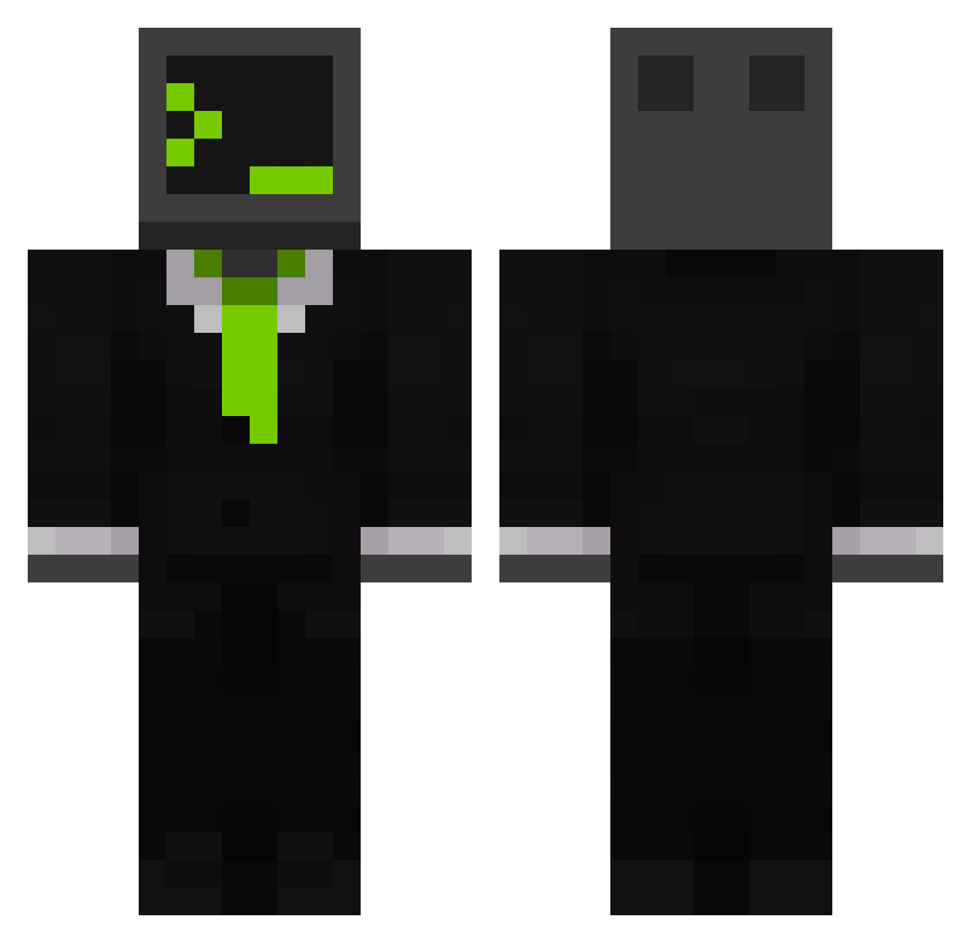 Viraxx Minecraft skin, front and back view